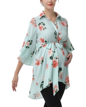 Kimi + Kai Kimi + Kai Maternity Belted Nursing Shirt - Blue