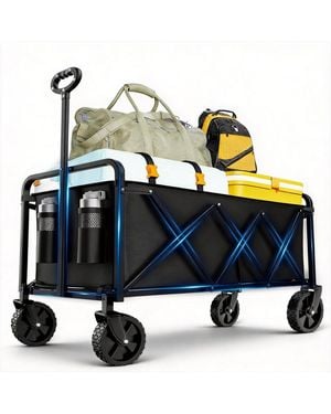 Gnuadz Collapsible Wagon Wheels Foldable Cart Steel Frame Portable Utility Sports Garden Camping - Blue