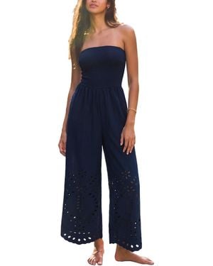 CUPSHE V-neck Zipper Closure Jumpsuit - Blue