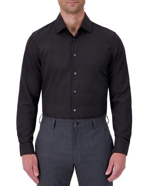 Report Collection Slim-fit Tonal-print Shirt - Blue