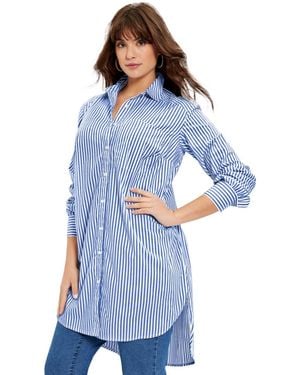 June + Vie June + Vie Plus Size Poplin La Vie Max Tunic - Blue