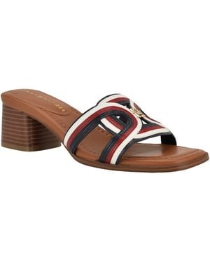 Tommy Hilfiger Marica Block Heel Slide Sandals - Brown