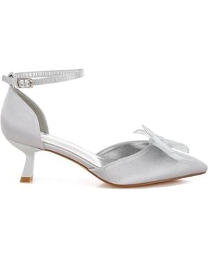 Rag & Co Cadell Bow Detail Satin Sandals - White
