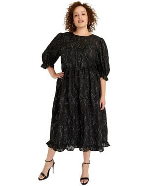 June + Vie June + Vie June + Vie Metallic Jacquard Dress - Black