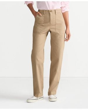 Lands' End Herringbone Chino High Rise Utility Pants - Natural