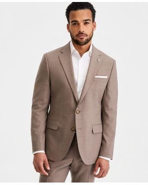 Ted Baker Ted By Modern-fit Wool-blend Tan Pinstripe Suit Separates Jacket - Brown