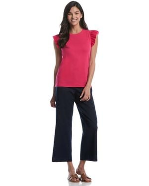 Rafaella Petite Ruffle Cap-sleeve Top - Red