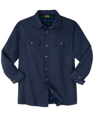 Boulder Creek By Kingsize Flannel-lined Twill Shirt Jacket - Blue