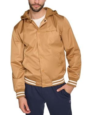 Champion Jersey Hood Varsity Bomber Jacket - Blue