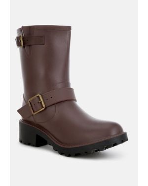 LONDON RAG Anong Harness Detail Calf Boots - Brown