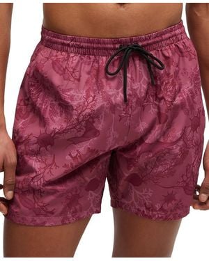 BOSS Boss By Seasonal Print Logo-badge Swim Shorts - Red