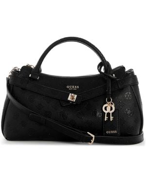 Guess Ella Logo Gf Satchel - Black