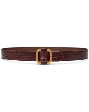 Ralph Lauren Leather Slide-buckle Croc-embossed Belt - Brown