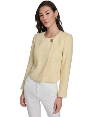 Calvin Klein Long-sleeve Collarless Tweed Jacket - Natural