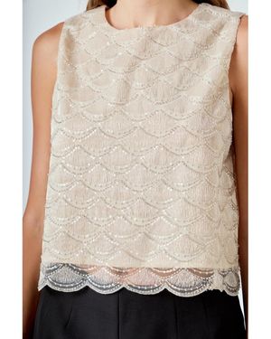 Endless Rose Sequins Embellished Top - Natural