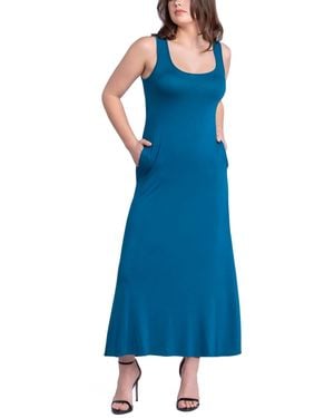 24seven Comfort Apparel Relaxed Fit Sleeveless Tunic Dress - Blue