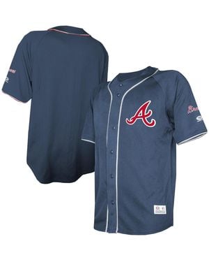 Stitches Atlanta Braves Team Color Full-button Fashion Jersey - Blue