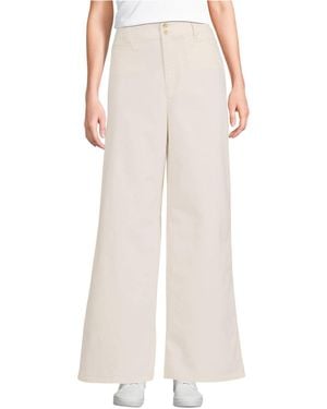 Lands' End Stretch Canvas High Rise Wide Leg Pants - Natural