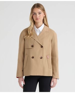 HUNTER Double Breasted Short Trench Jacket - Natural