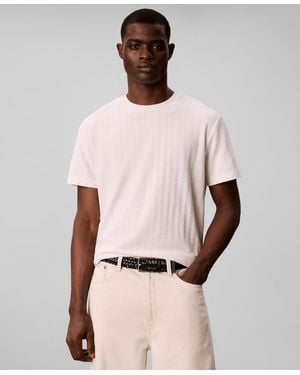 Calvin Klein Vertical Stripe Textured Crewneck T-shirt - Pink
