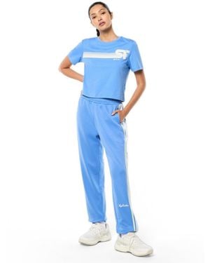Sergio Tacchini Corsa Striped Adjustable Ankle Zip Track Pants - Blue