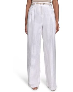 Calvin Klein Pinstriped Belted Pleated Pants - Multicolor
