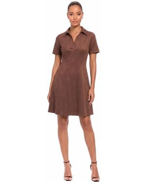 Maggy London Fit And Flare Short-sleeve V-neck Mini Dress - Red