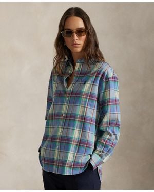 Polo Ralph Lauren Relaxed Fit Collared Plaid Shirt - Blue