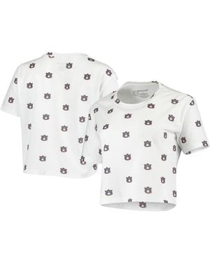 Boxercraft Auburn Tigers Cropped Allover Print T-shirt - White