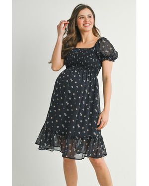 sachin and babi light blue dress R.Vivimos Women's 3/4 Sleeve Square Neck Midi Dress Boho Casual Floral  Print Empire Waist