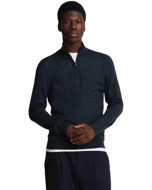 Lyle & Scott Eagle Merino Quarter Zip Sweater - Blue