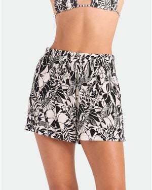 Volcom Tropical Print Pull-on Swim Cover-up Shorts - Black