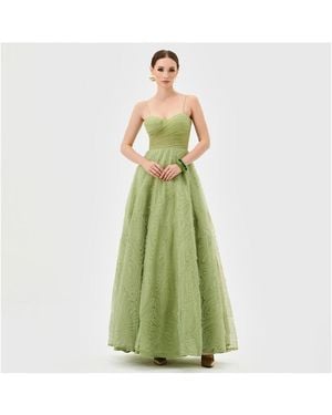 Bariano Isadora Tulle Ball Gown Dress - Green