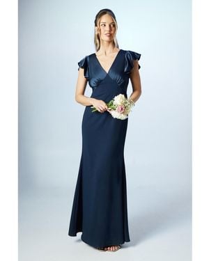 Coast V-neck Angel Short Sleeve Maxi Dress - Blue