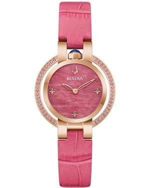 Bulova 150th Anniversary Rubaiyat Leather Strap Watch 31mm - Pink
