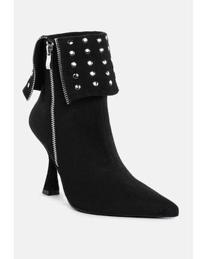 LONDON RAG Kolara Studded Foldover Boots - Black