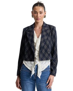 Avec Les Filles Cropped Double-breasted Blazer - Blue