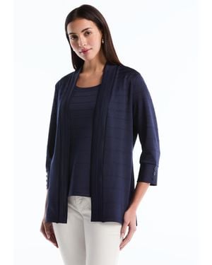 Rafaella Petite Ottoman Knit Cardigan Sweater - Blue