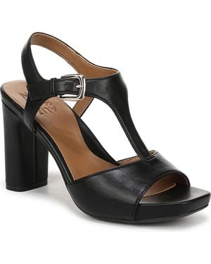 Naturalizer Marlowe Strappy Block-heel Open-toe Faux Leather Sandals - Black