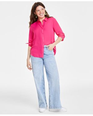 On 34th Button-front Crepe Shirt - Pink