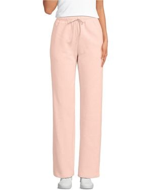 Lands' End Serious Sweats High Rise Relaxed Straight Leg Pants - Pink