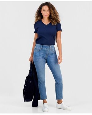 Style & Co. Petite High-rise Straight-leg Shaping Jeans - Blue