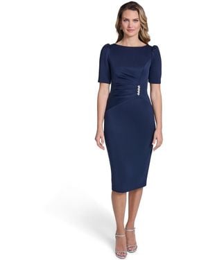 Jessica Howard Short-sleeve Tucked Midi Dress - Blue