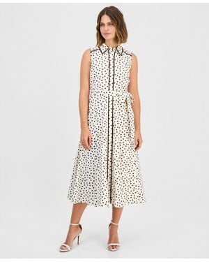 Anne Klein Petite Sleeveless Godet Shirt Dress - White