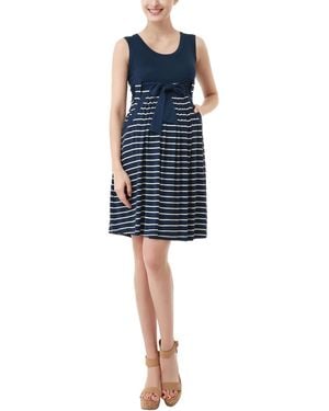 Kimi + Kai Kimi + Kai Maternity Scoop Neck Striped Dress - Blue