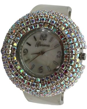 Olivia Pratt Sparkle Rhinestones Chunky Bangle Watch - Gray