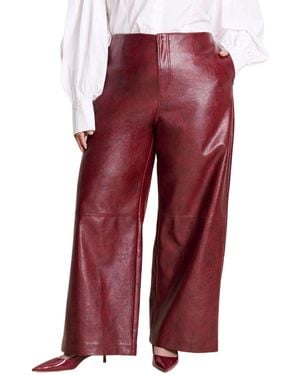 Eloquii Textured Faux Leather Wide Leg Pant