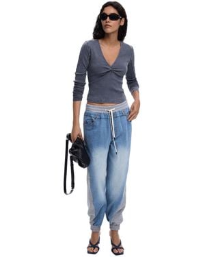 Desigual Rib Knot T-Shirt, Cotton - Blue