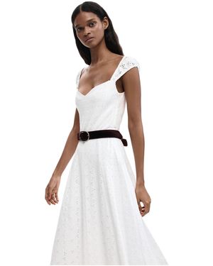 Desigual Midi Embroidered Dress - White