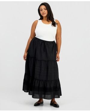 And Now This Trendy Plus Size Tie-waist Maxi Skirt - Black